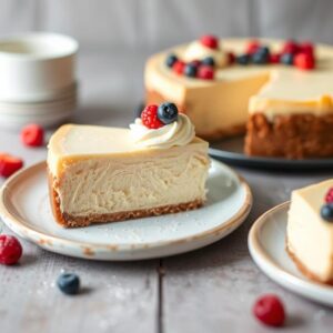 Gluten Free Cheesecake Recipe Slice with Strawberry Topping